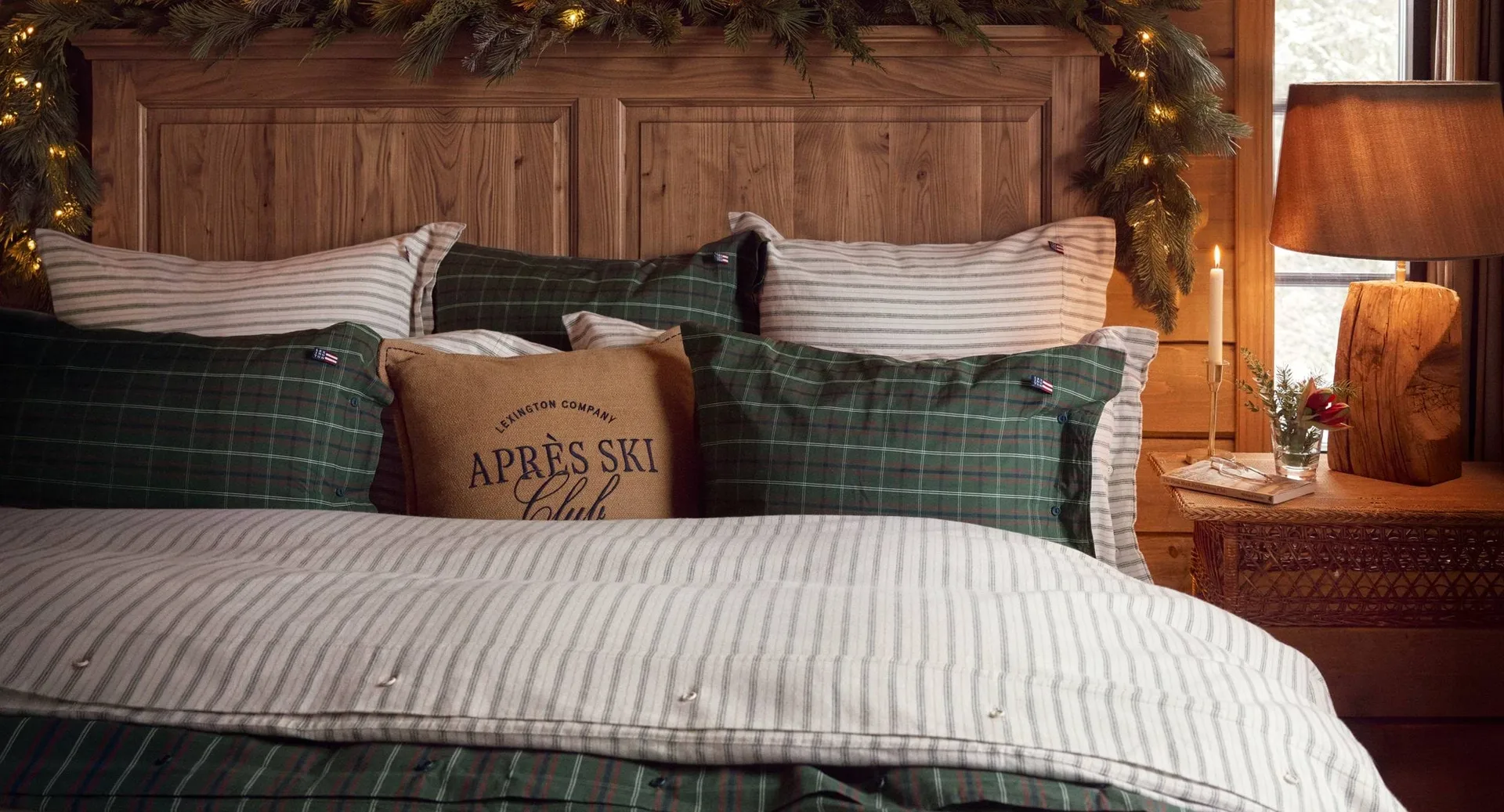 Parure de lit Checked cotton percale, Green-navy, 2 st 50x60 cm/1 st 220x220 cm Lexington