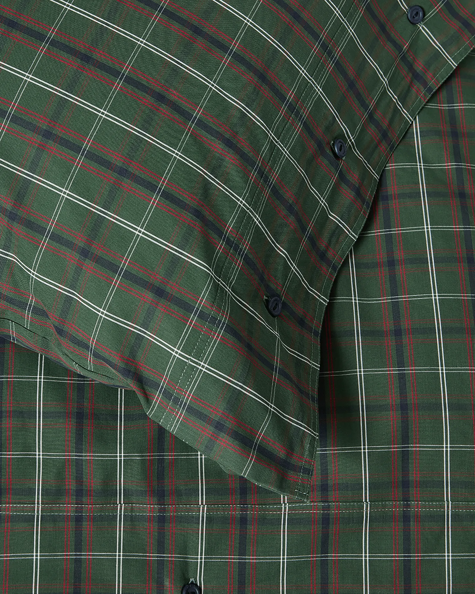 Parure de lit Checked cotton percale, Green-navy, 50x60 cm/150x210 cm Lexington
