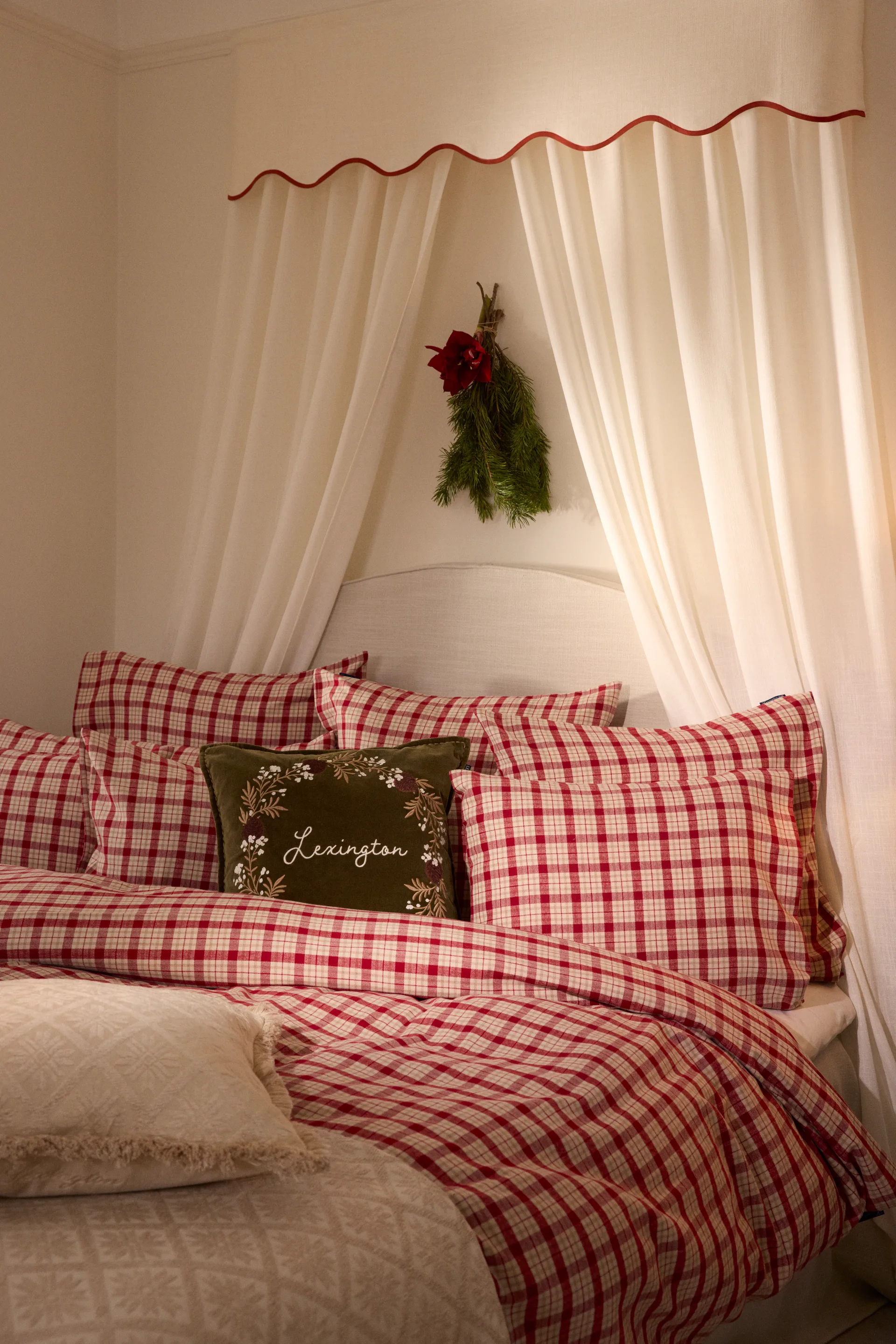 Parure de lit Red-beige Checked flanelle coton 2 pièces, 50x60 cm, 150x210 cm Lexington