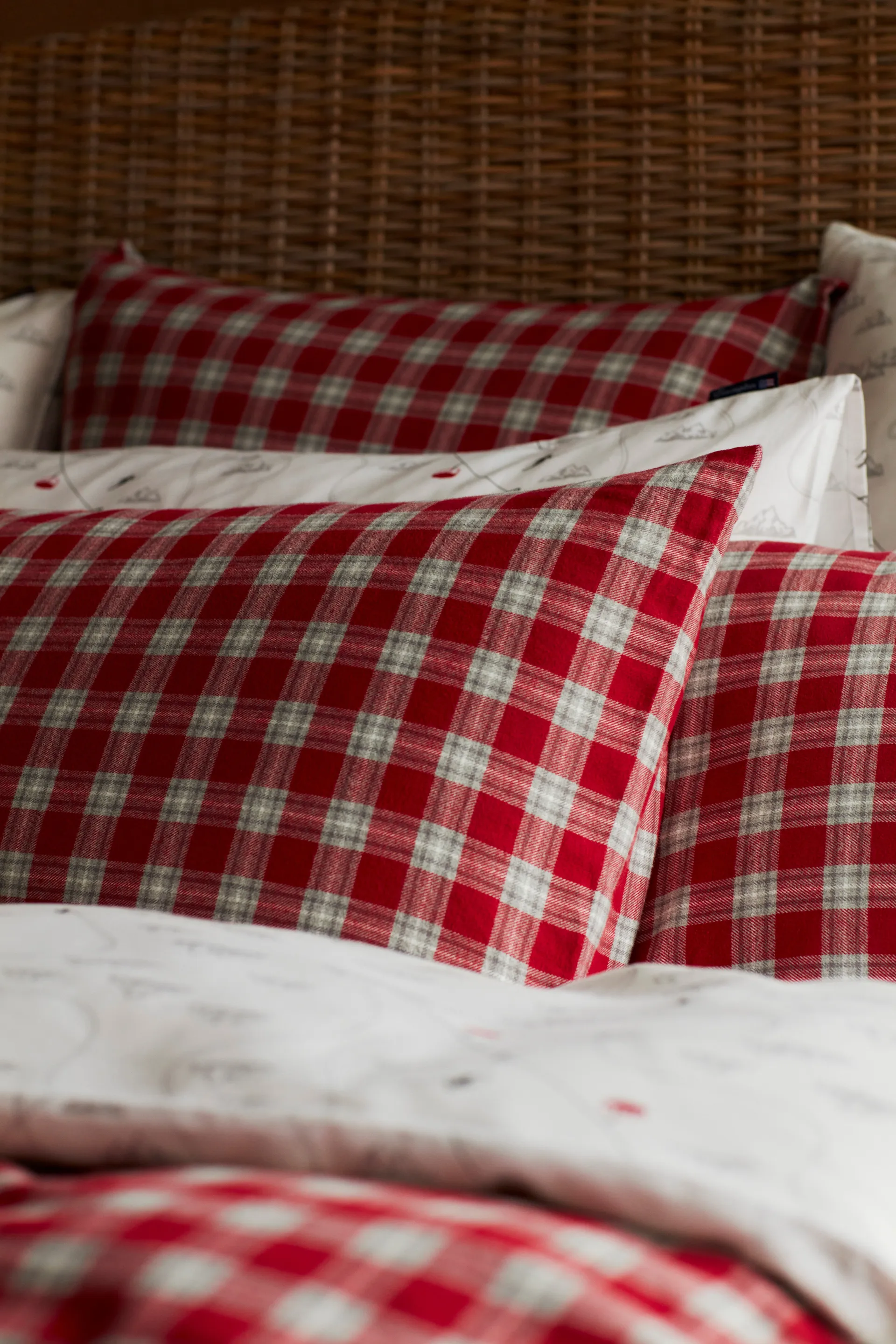 Parure de lit Red Checked Cotton Flannel, 50x60 cm, 150x210 cm Lexington