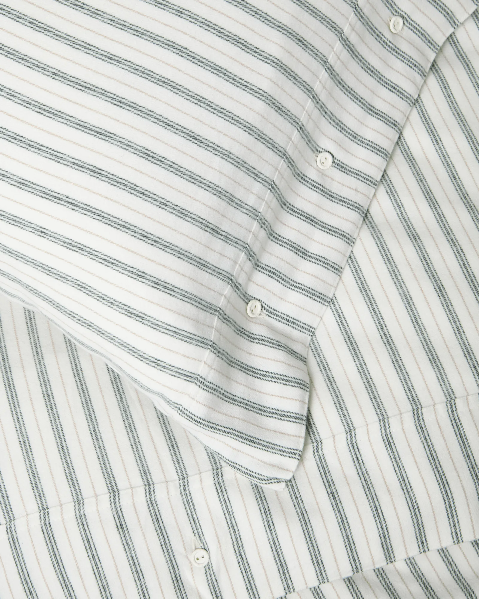 Parure de lit Stripe cotton flannel, White-green-beige, 2 st 50x60 cm/1 st 220x220 cm Lexington