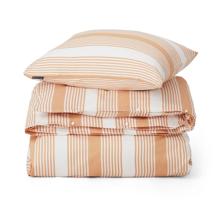 Parure de lit Striped Cotton Sateen 150x210 cm - Beige-blanc - Lexington