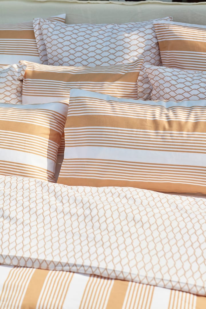 Parure de lit Striped Cotton Sateen 150x210 cm - Beige-blanc - Lexington