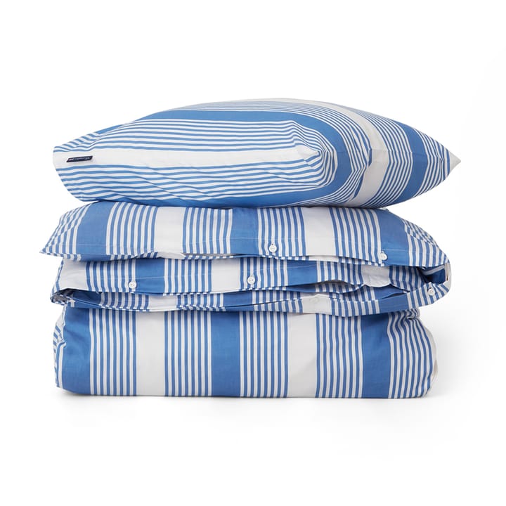 Parure de lit Striped Cotton Sateen 150x210 cm - Bleu-blanc - Lexington