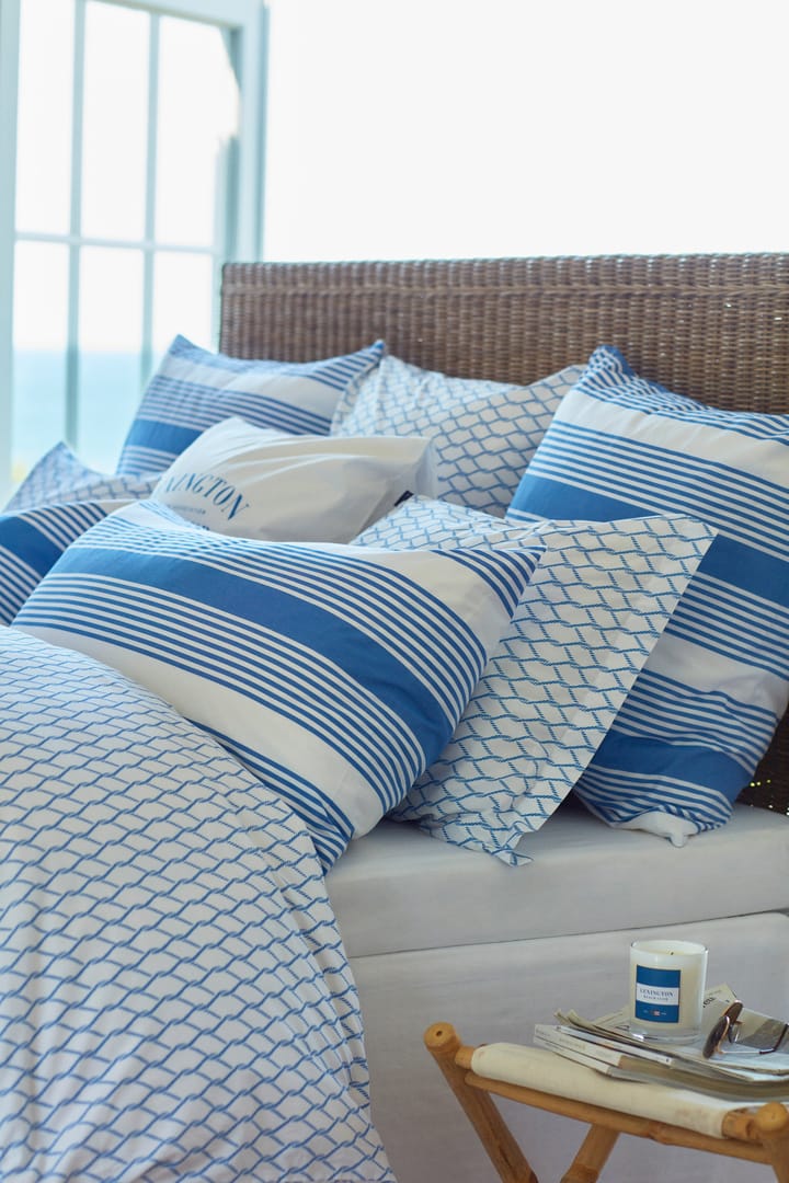 Parure de lit Striped Cotton Sateen 150x210 cm, Bleu-blanc Lexington