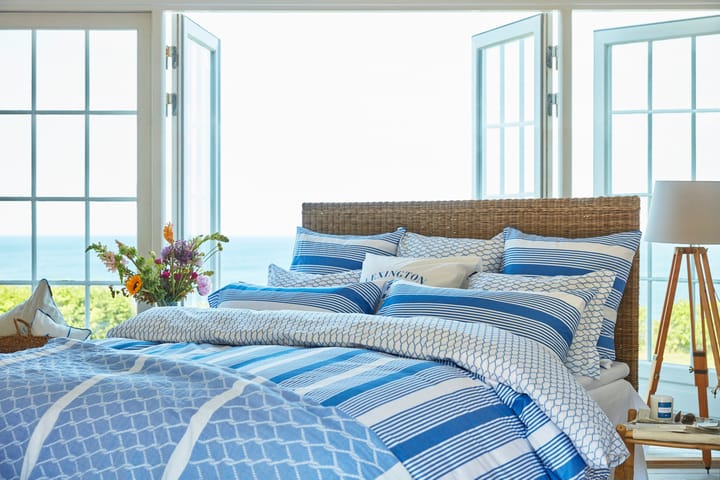 Parure de lit Striped Cotton Sateen 150x210 cm, Bleu-blanc Lexington