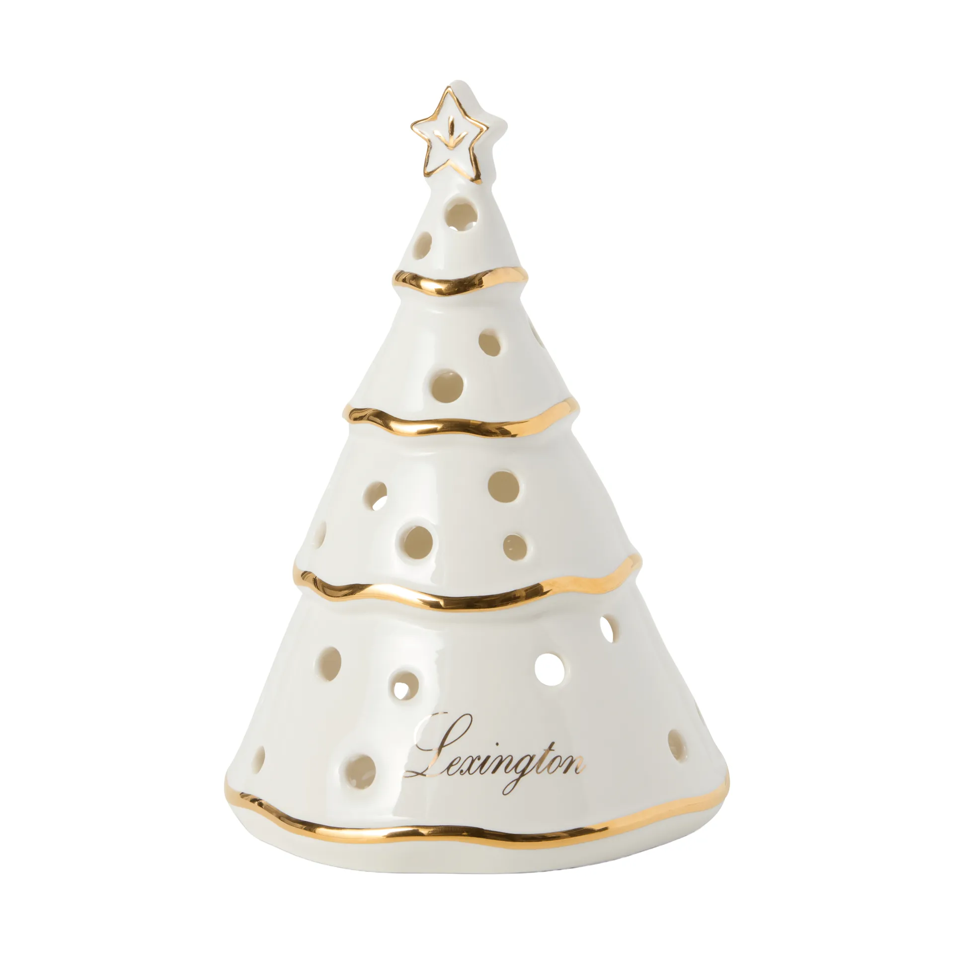 Photophore Christmas Tree, White-gold, 16,5 cm Lexington