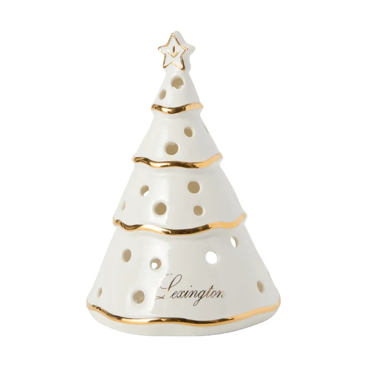 Photophore Christmas Tree - White-gold, 16,5 cm - Lexington