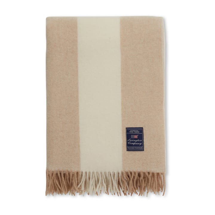 Plaid Block Striped Recycled Wool 130x170 cm, Oat-White Lexington