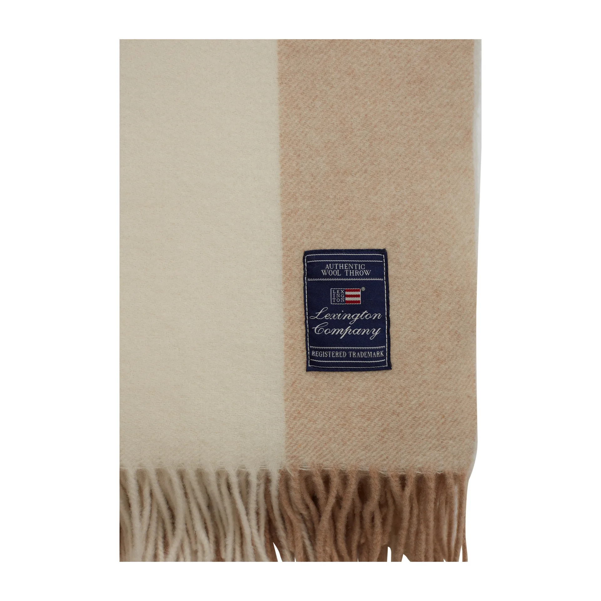 Plaid Block Striped Recycled Wool 130x170 cm, Oat-White Lexington