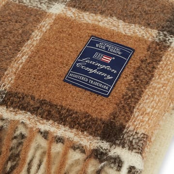 Plaid Checked Bouclé Wool Mix 130x170 cm - Blanc-beige - Lexington