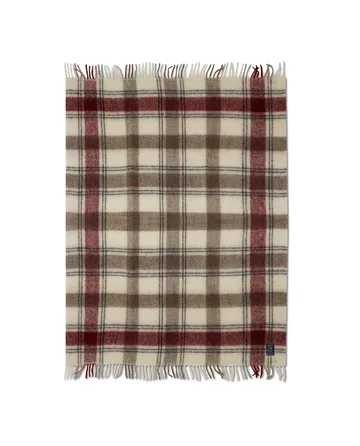 Plaid Checked Mohair Mix 130x170 cm - Rouge-beige-blanc - Lexington