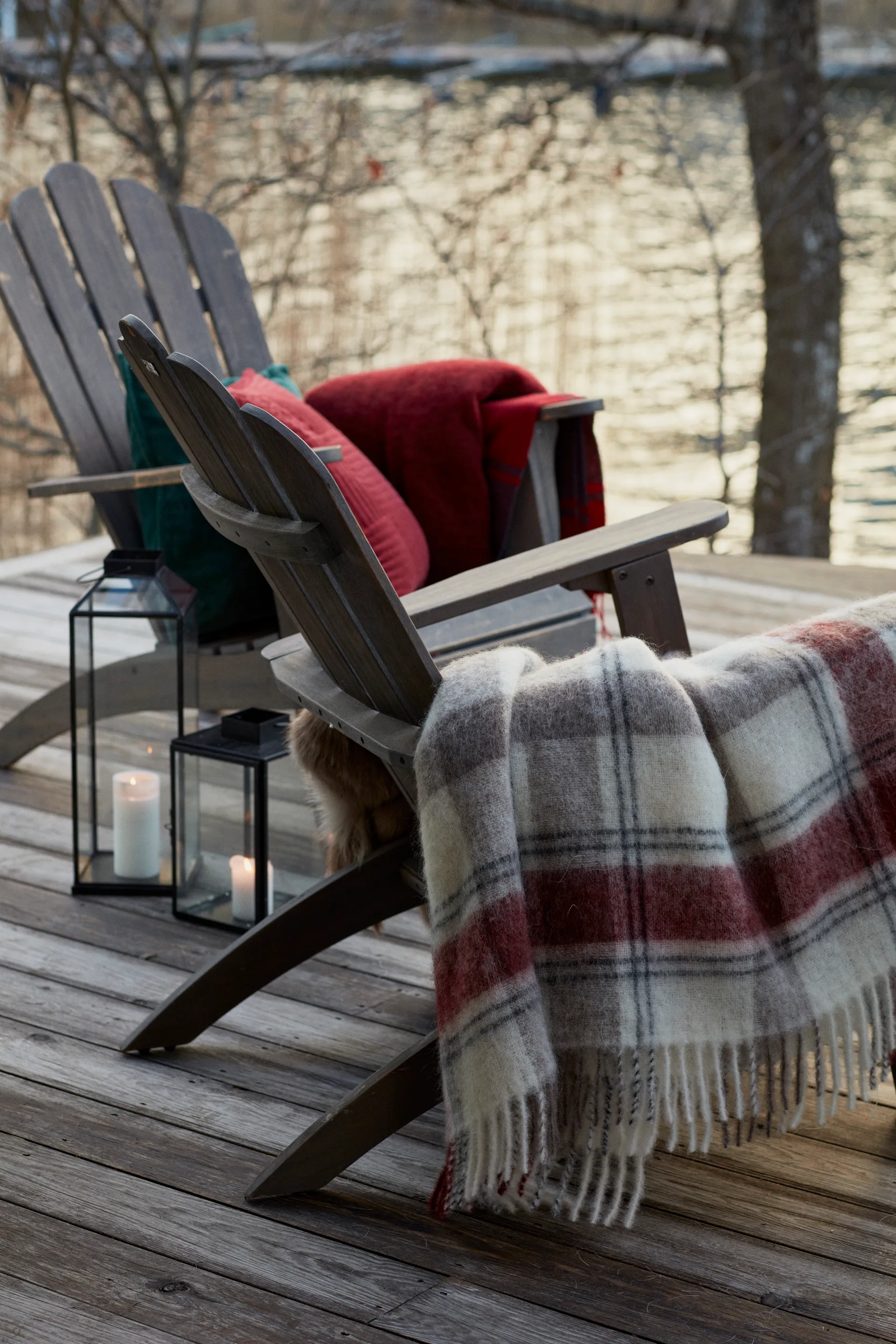 Plaid Checked Mohair Mix 130x170 cm, Rouge-beige-blanc Lexington