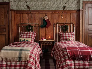 Plaid Checked Recycled 130x170 cm - Rouge-blanc - Lexington