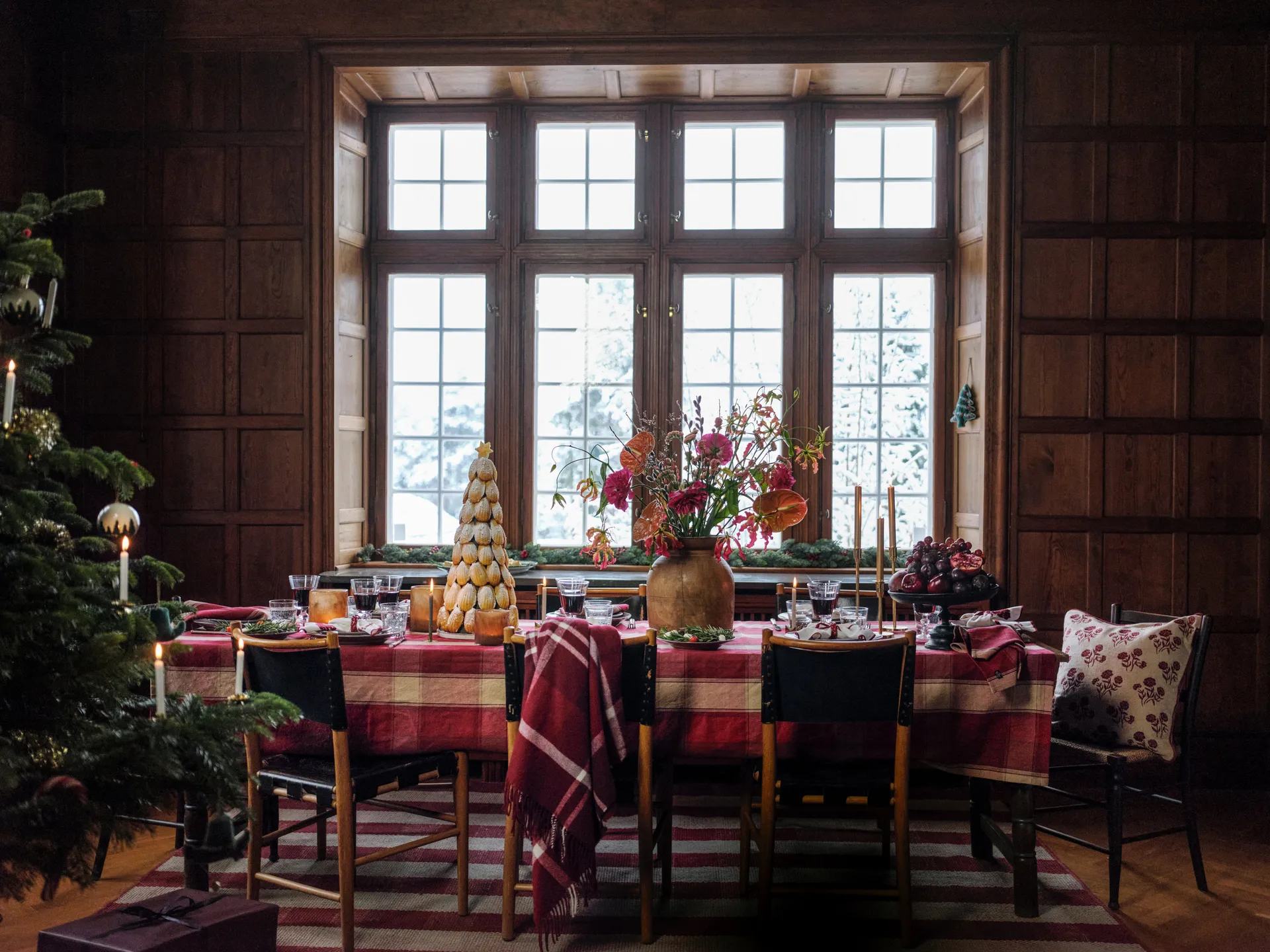 Plaid Checked Recycled 130x170 cm, Rouge-blanc Lexington