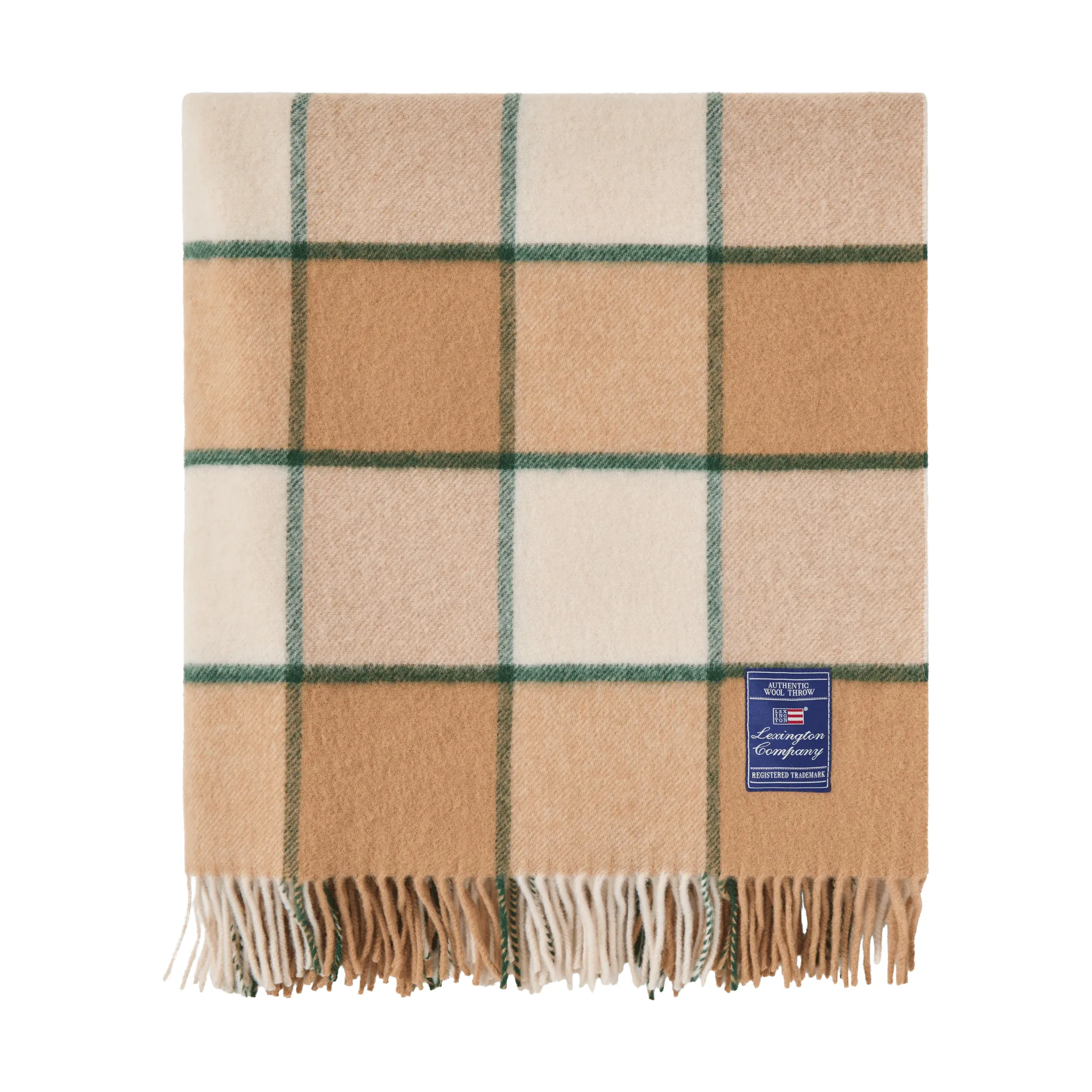 Plaid Checked Recycled Wool 130x170 cm, Beige-Light beige-green Lexington