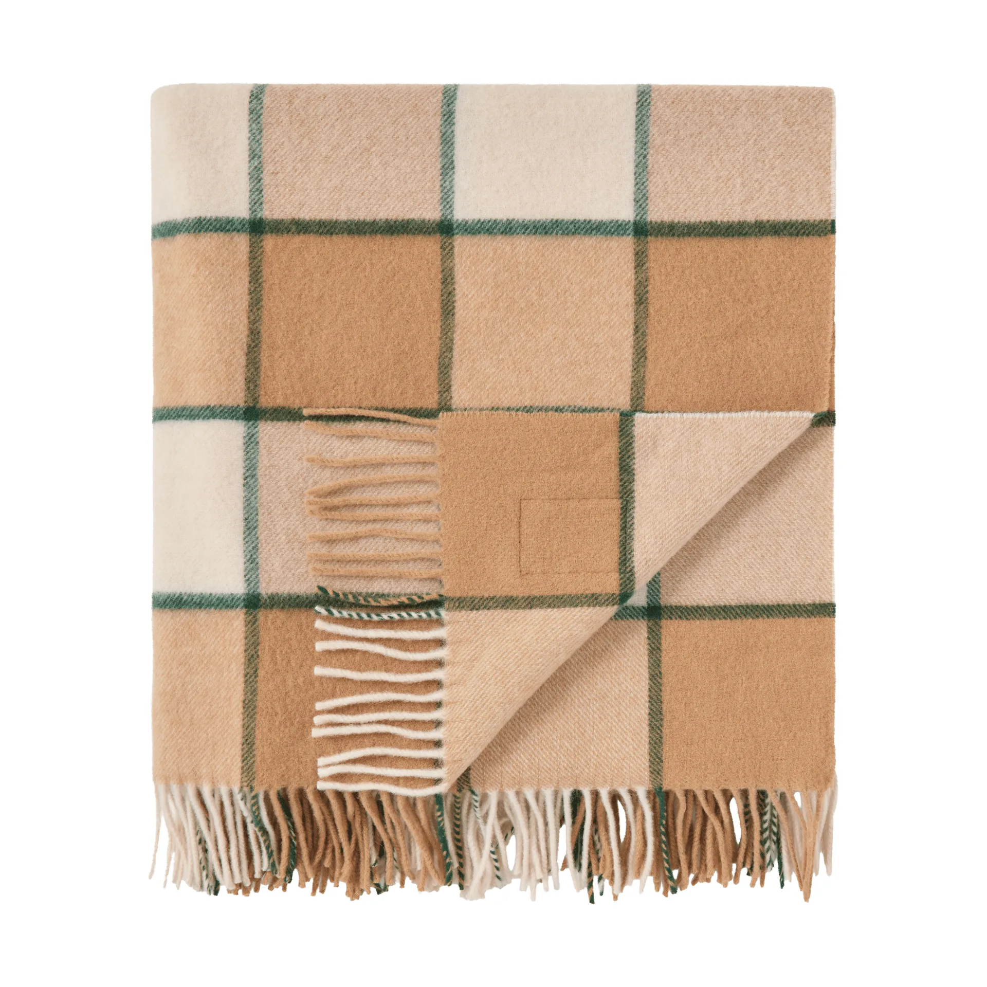 Plaid Checked Recycled Wool 130x170 cm, Beige-Light beige-green Lexington