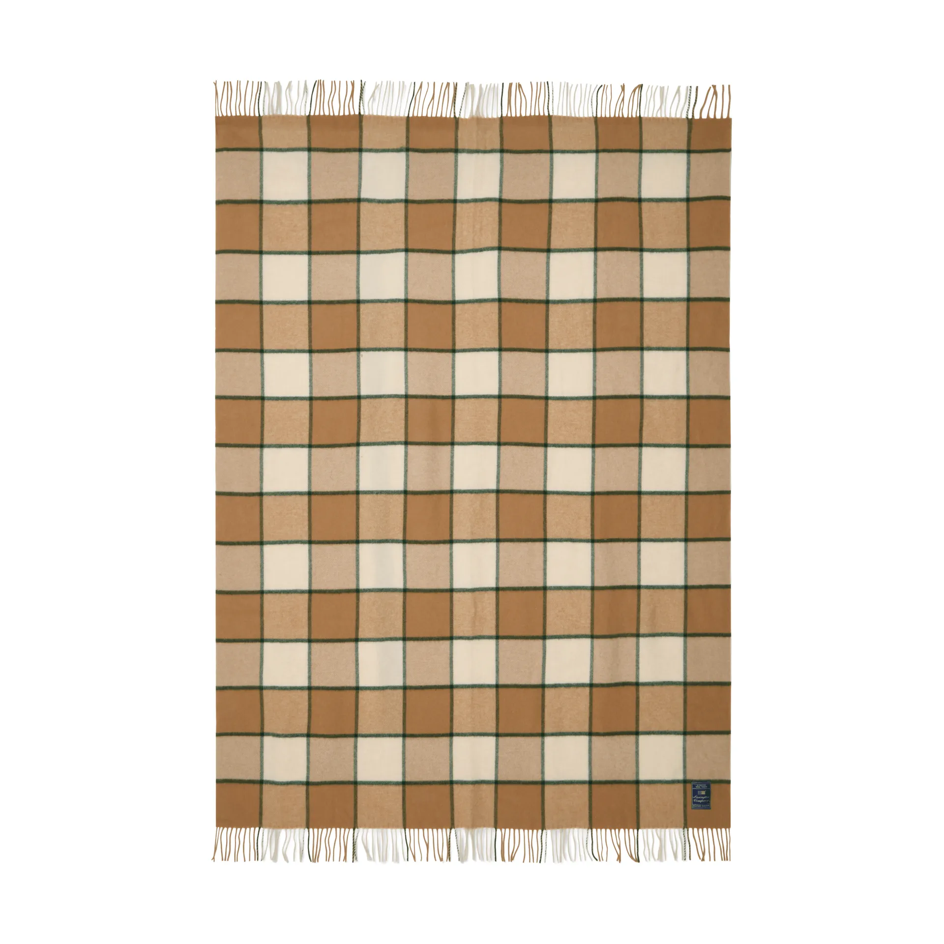 Plaid Checked Recycled Wool 130x170 cm, Beige-Light beige-green Lexington
