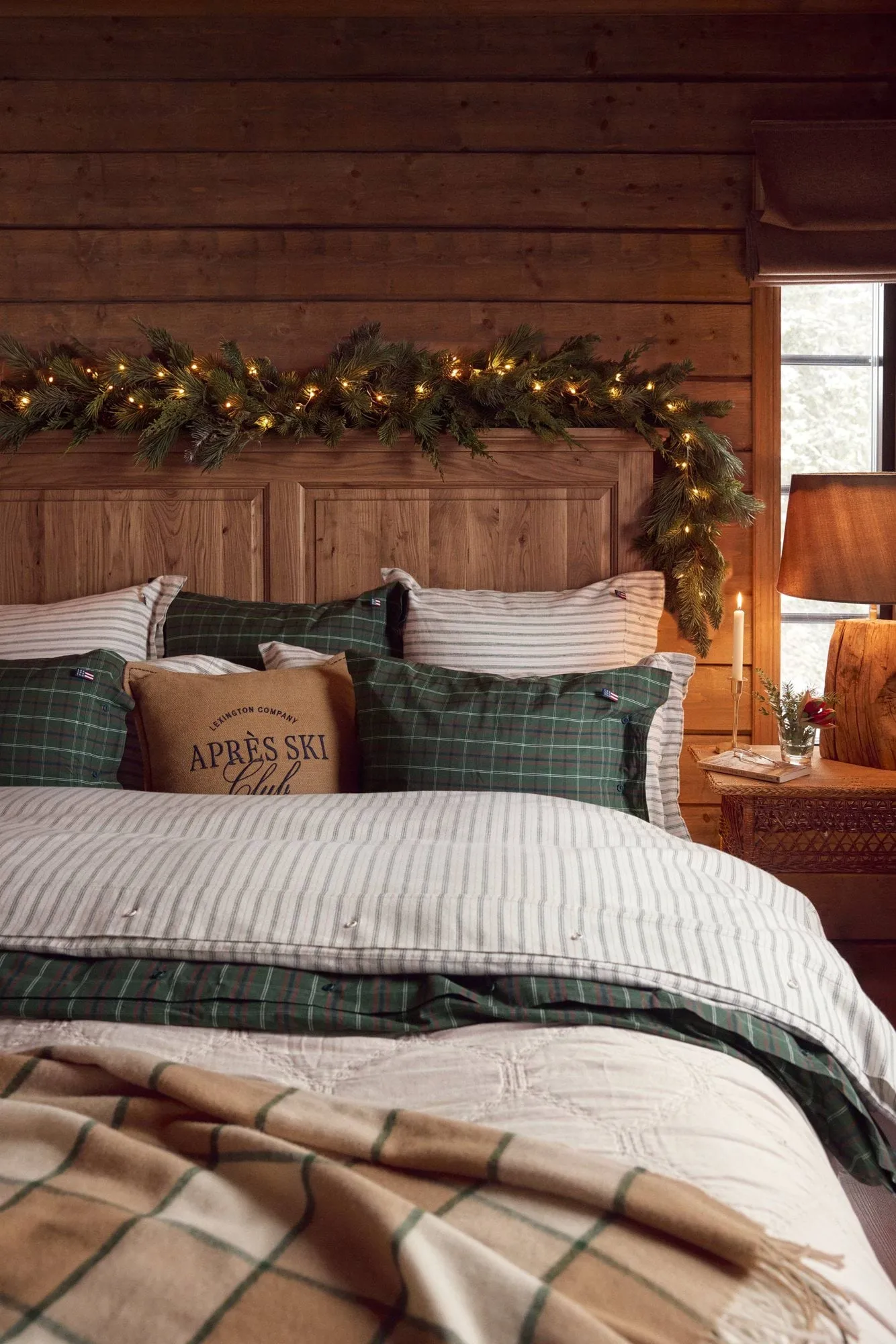 Plaid Checked Recycled Wool 130x170 cm, Beige-Light beige-green Lexington