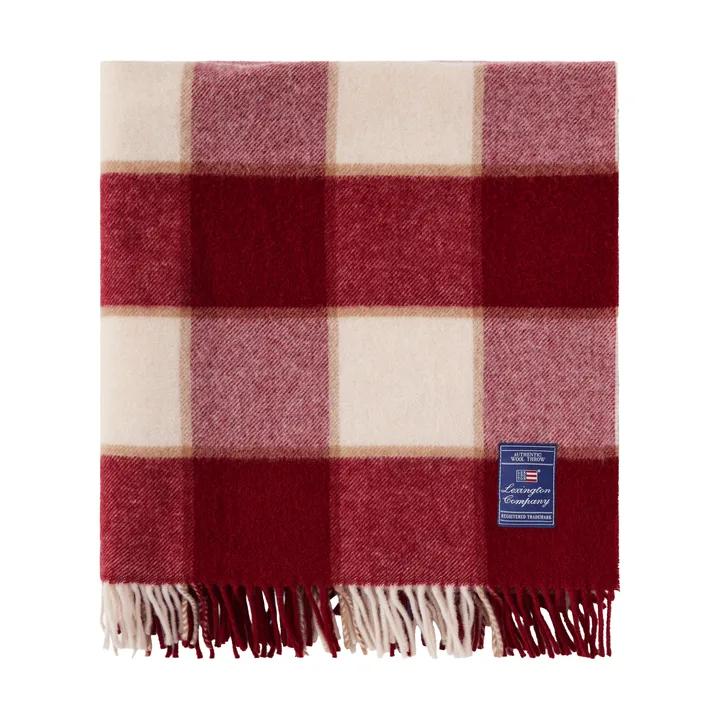 Plaid Checked Recycled Wool 130x170 cm - Red-Light beige-beige - Lexington