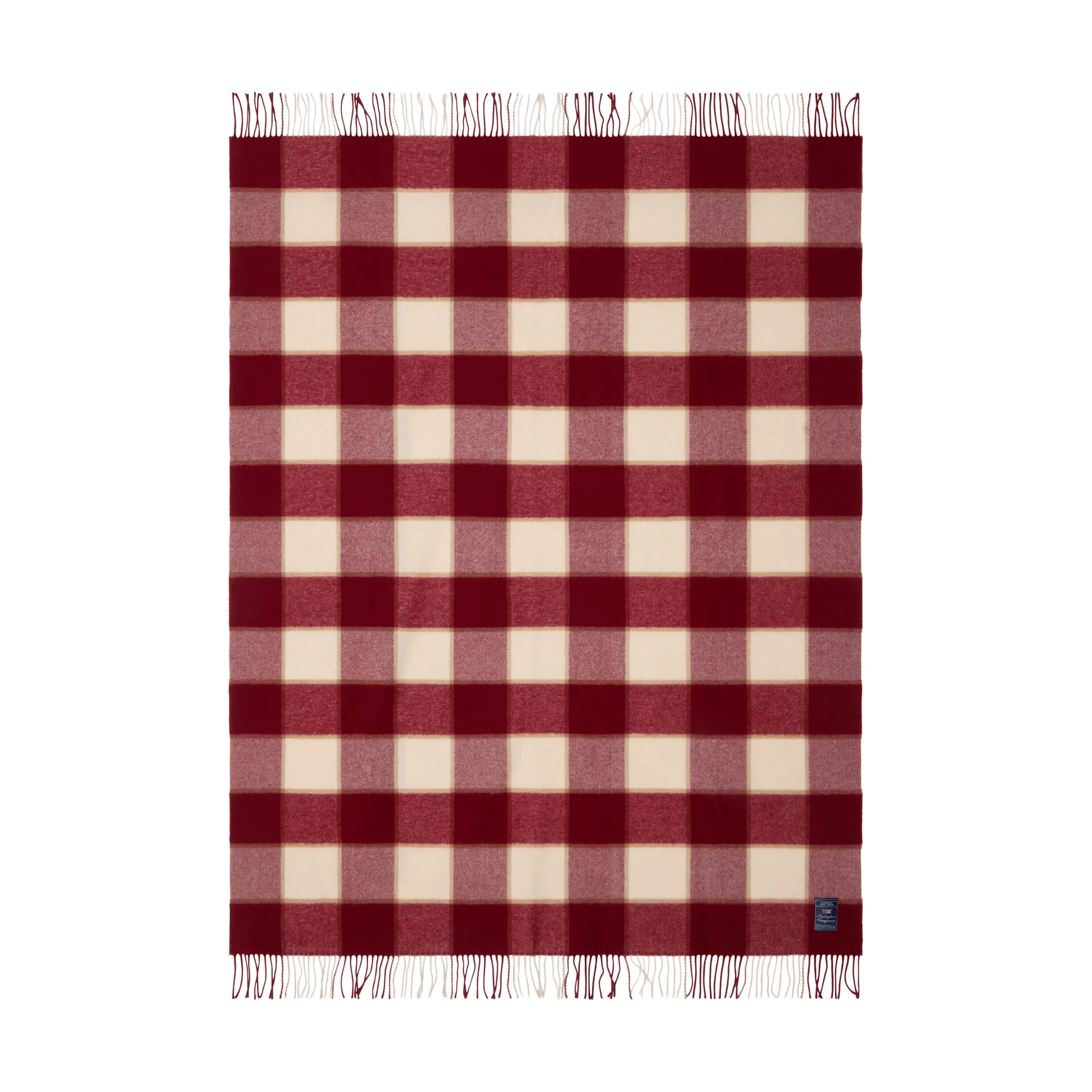 Plaid Checked Recycled Wool 130x170 cm, Red-Light beige-beige Lexington