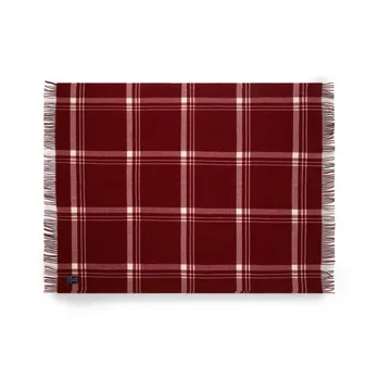 Plaid Checked Recycled Wool 130x170 cm - Red-white - Lexington