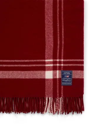 Plaid Checked Recycled Wool 130x170 cm - Red-white - Lexington