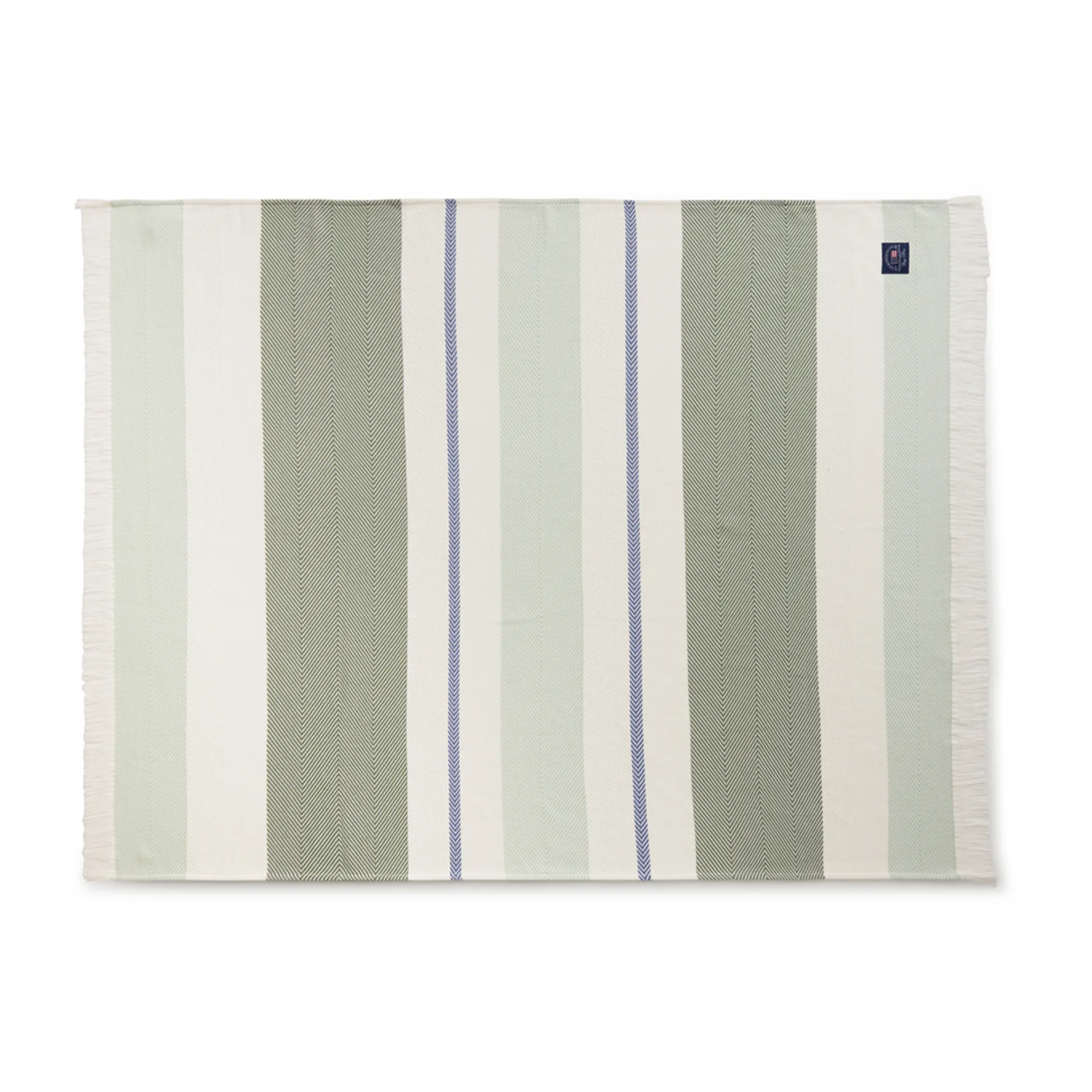 Plaid en coton Herringbone Striped Recycled, Blanc-vert Lexington