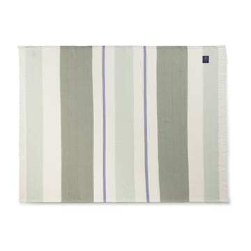 Plaid en coton Herringbone Striped Recycled - Blanc-vert - Lexington