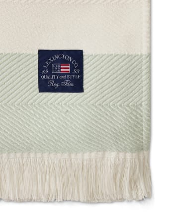 Plaid en coton Herringbone Striped Recycled - Blanc-vert - Lexington