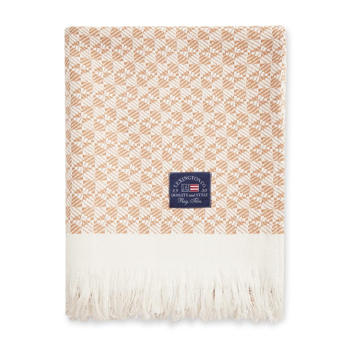 Plaid en coton Striped Structured Recycled 130x170 cm - Beige-blanc - Lexington