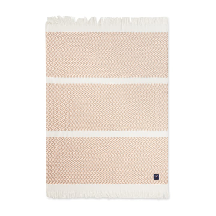 Plaid en coton Striped Structured Recycled 130x170 cm, Beige-blanc Lexington