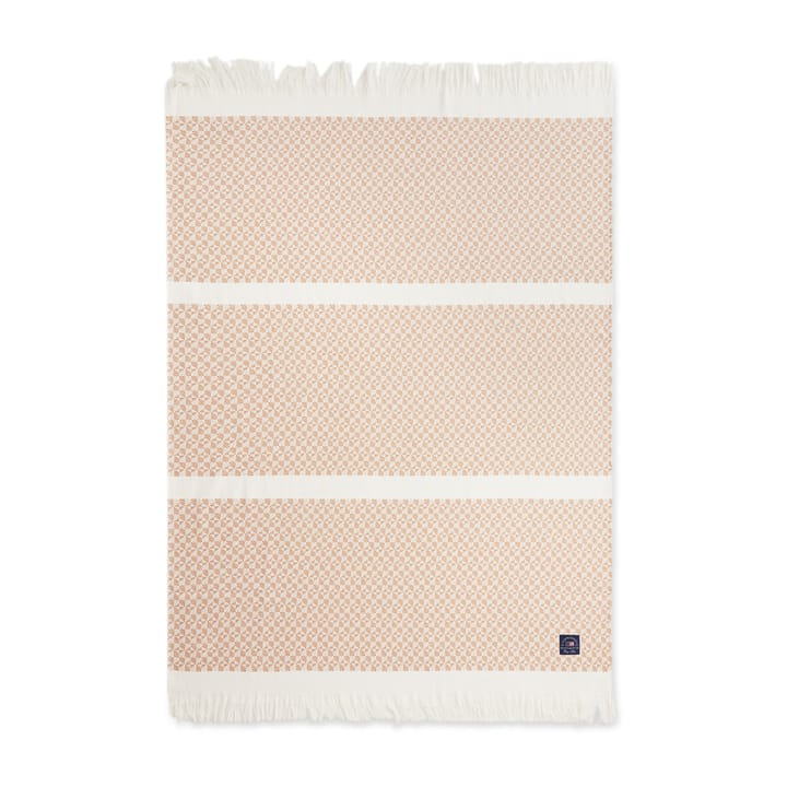 Plaid en coton Striped Structured Recycled 130x170 cm - Beige-blanc - Lexington