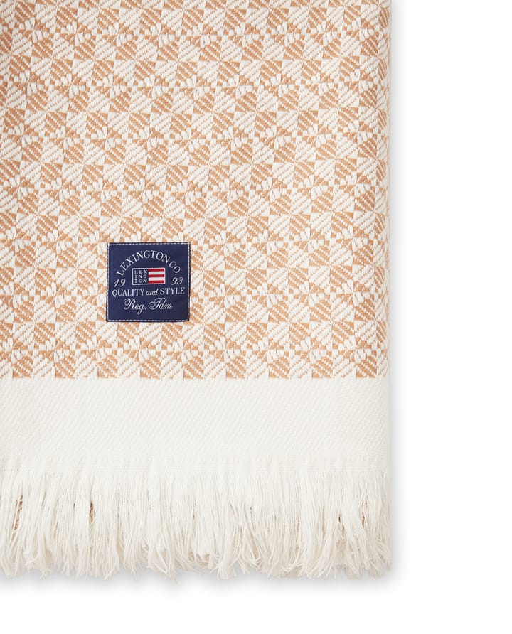 Plaid en coton Striped Structured Recycled 130x170 cm, Beige-blanc Lexington