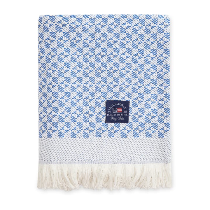 Plaid en coton Striped Structured Recycled 130x170 cm - Bleu-blanc - Lexington