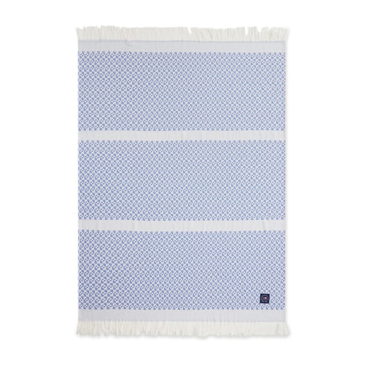 Plaid en coton Striped Structured Recycled 130x170 cm, Bleu-blanc Lexington