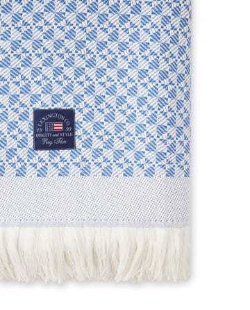 Plaid en coton Striped Structured Recycled 130x170 cm - Bleu-blanc - Lexington