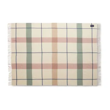 Plaid en laine Checked Recycled 130x170 cm - Blanc cassé-vert-rose - Lexington