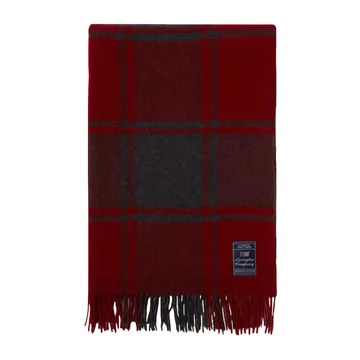 Plaid en laine Checked Recycled 130x170 cm - Rouge-gris foncé - Lexington