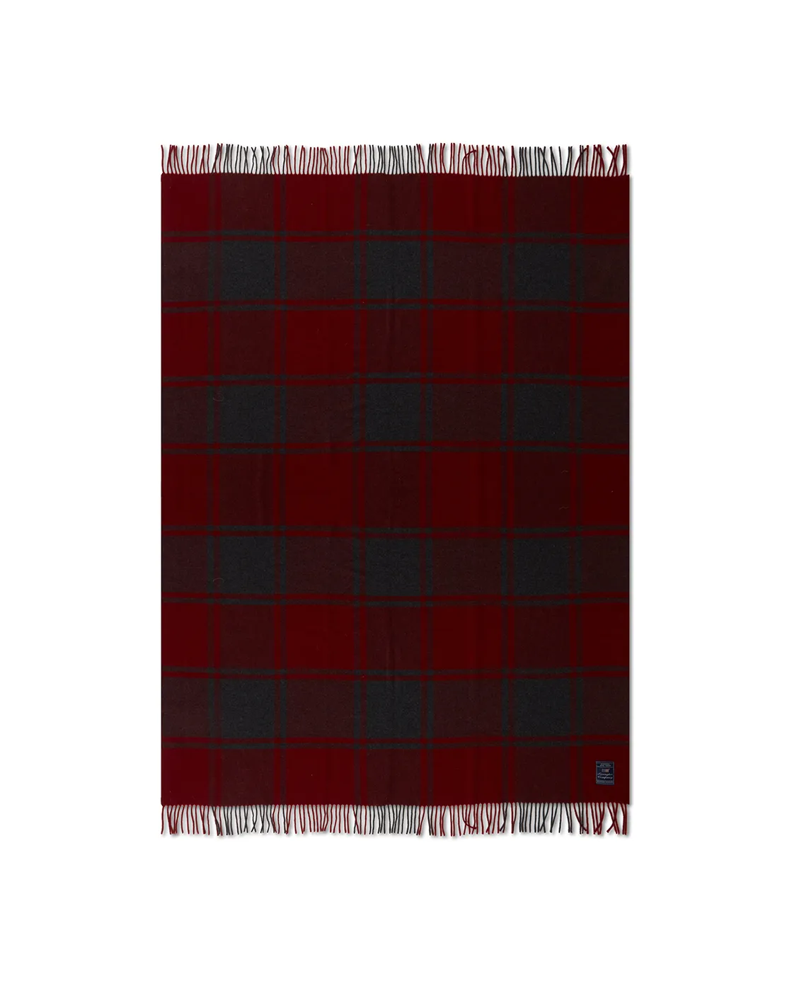 Plaid en laine Checked Recycled 130x170 cm, Rouge-gris foncé Lexington