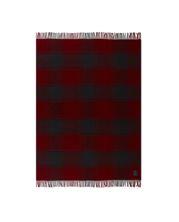 Plaid en laine Checked Recycled 130x170 cm - Rouge-gris foncé - Lexington