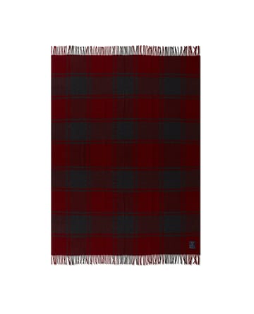Plaid en laine Checked Recycled 130x170 cm - Rouge-gris foncé - Lexington