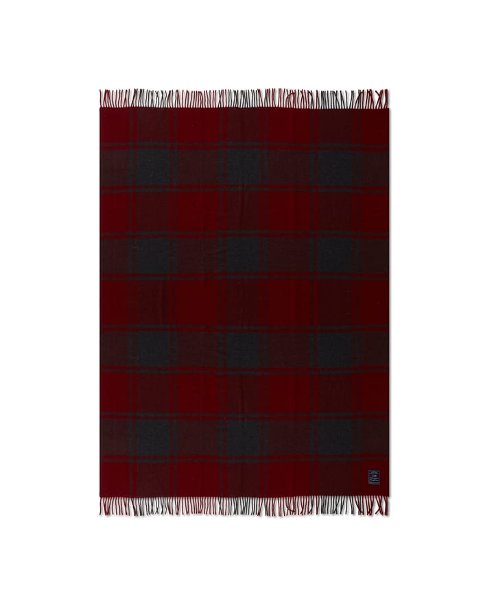 Plaid en laine Checked Recycled 130x170 cm - Rouge-gris foncé - Lexington