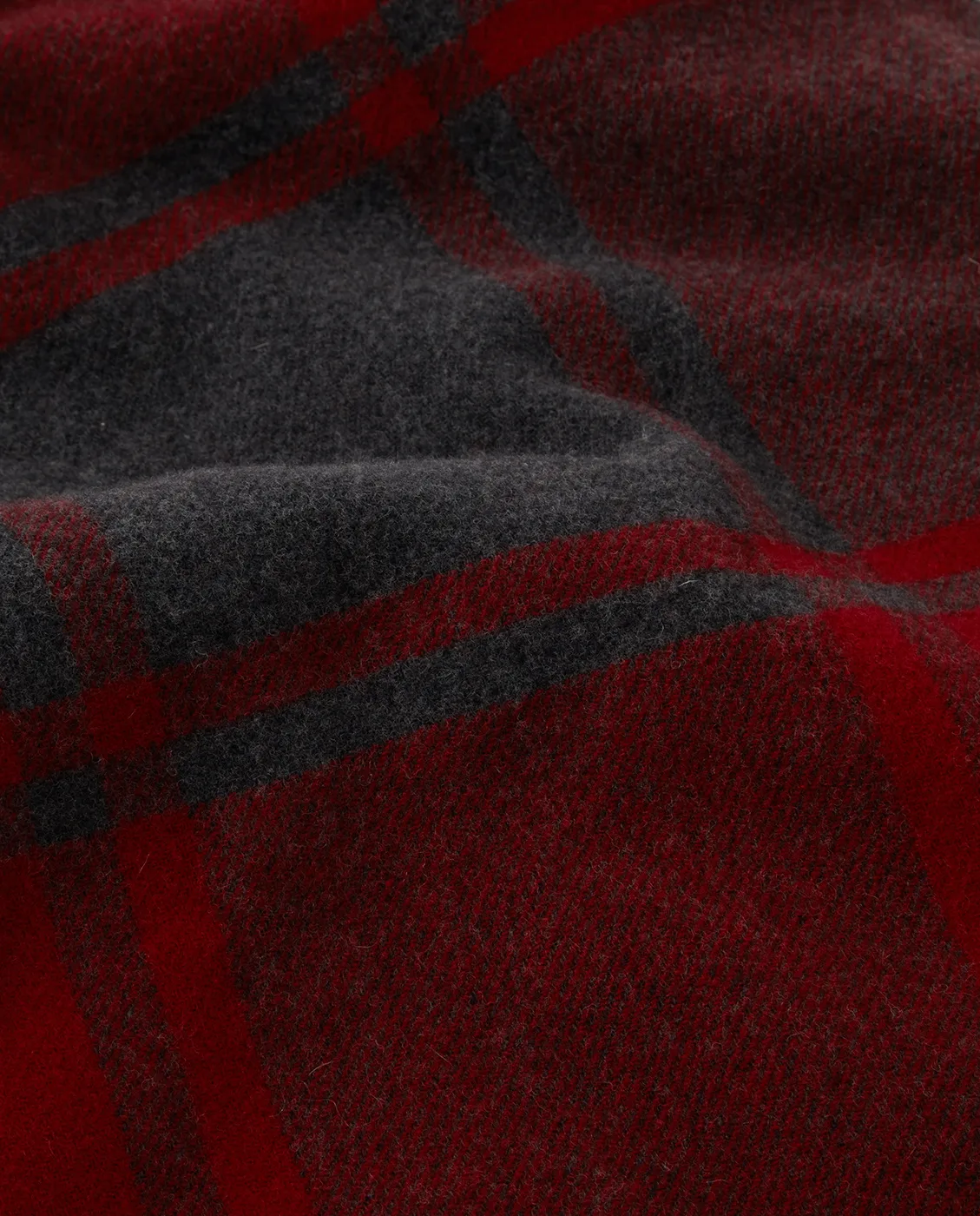 Plaid en laine Checked Recycled 130x170 cm, Rouge-gris foncé Lexington