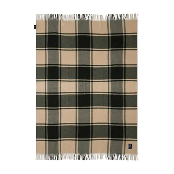 Plaid en laine Checked Recycled 130x170 cm - Vert-beige - Lexington