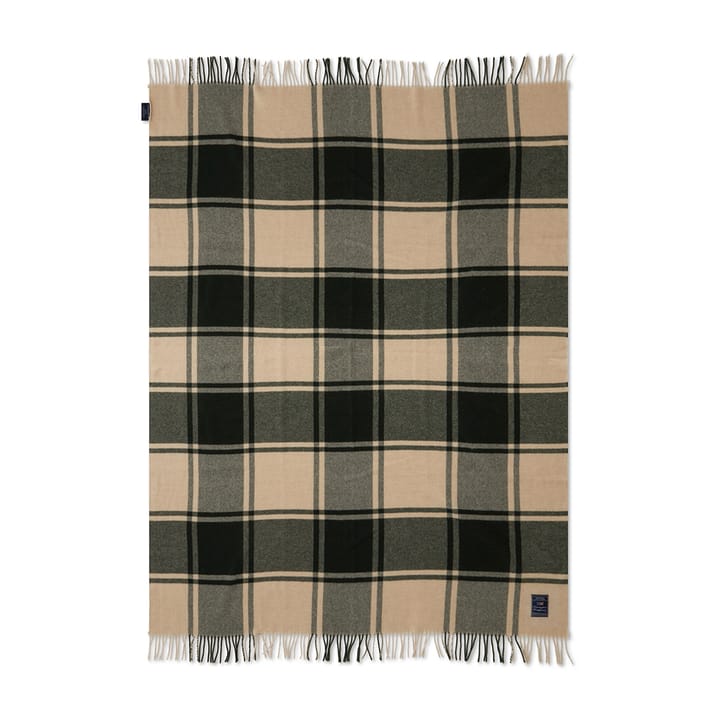 Plaid en laine Checked Recycled 130x170 cm - Vert-beige - Lexington