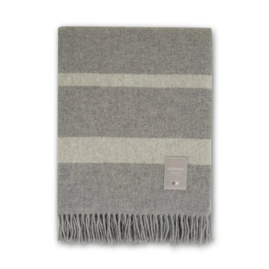 Plaid en laine Hotel Wool 130x170 cm, Gris-blanc Lexington