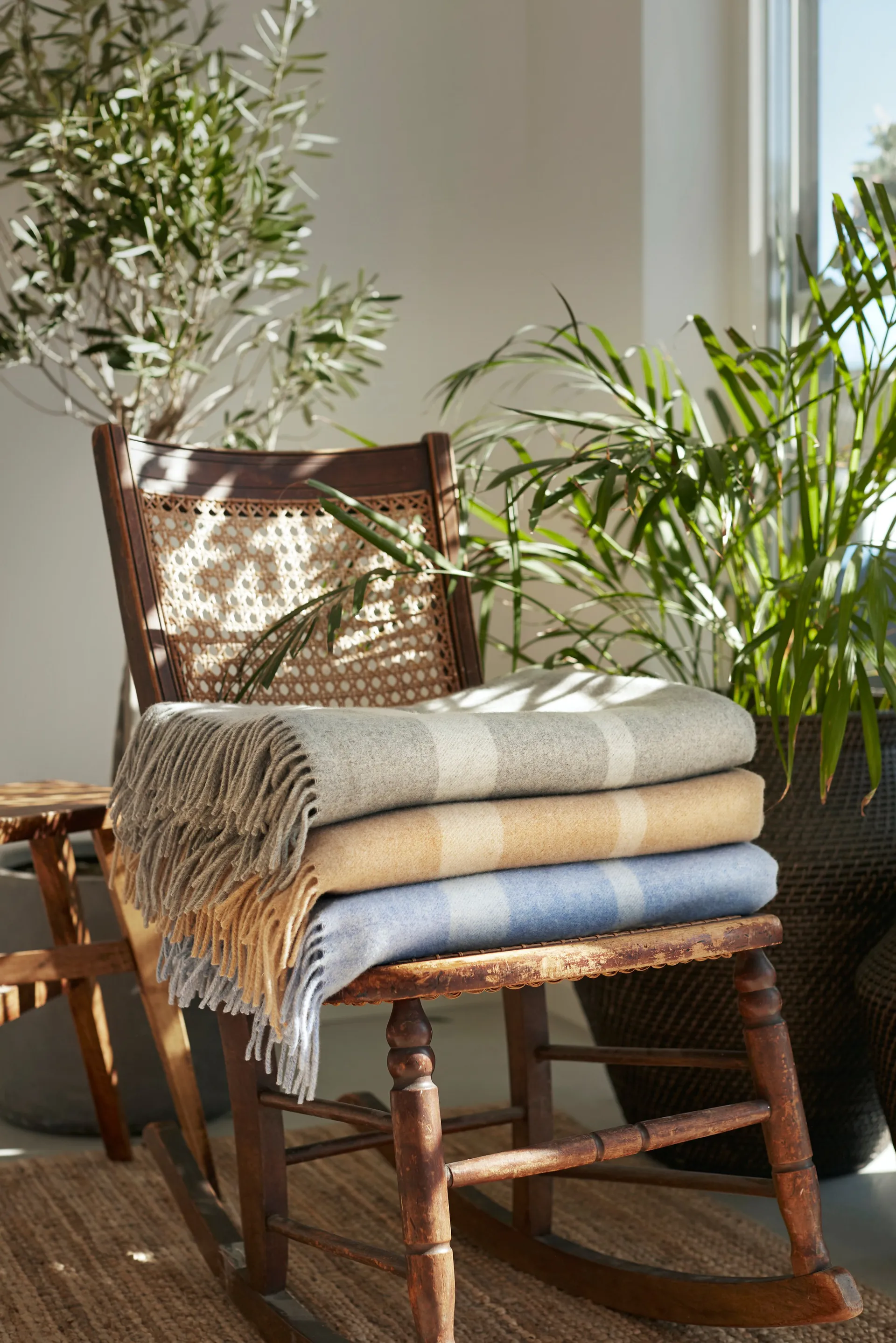 Plaid en laine Hotel Wool 130x170 cm, Gris-blanc Lexington