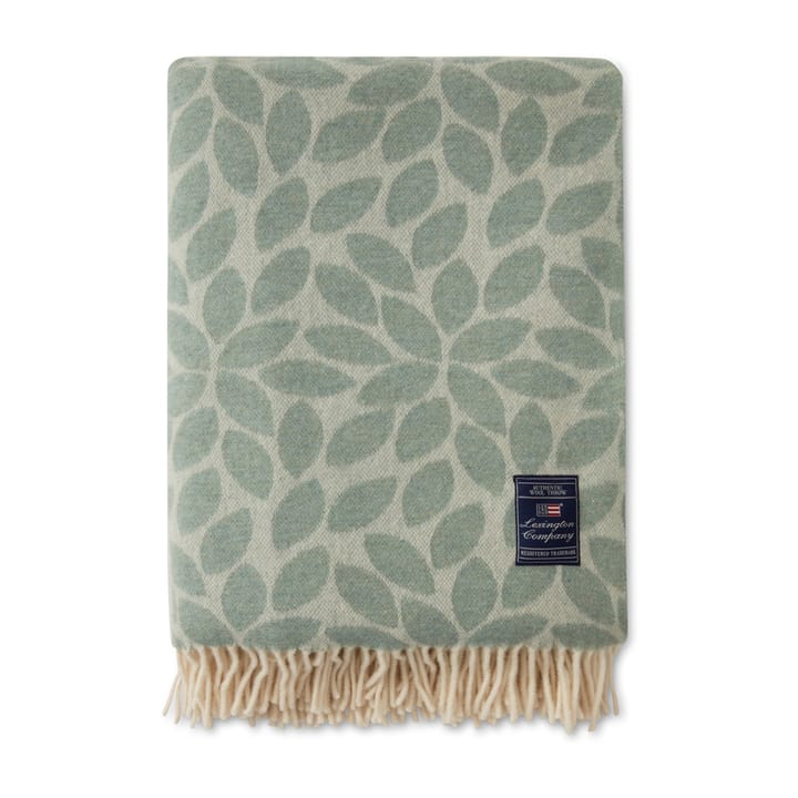 Plaid en laine Leaves Recycled Wool Jacquard 130x170 cm, Vert Lexington