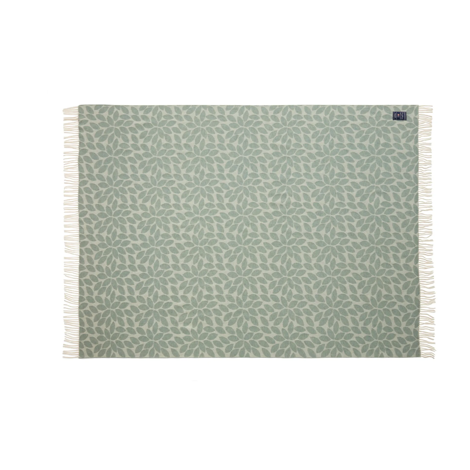 Plaid en laine Leaves Recycled Wool Jacquard 130x170 cm, Vert Lexington